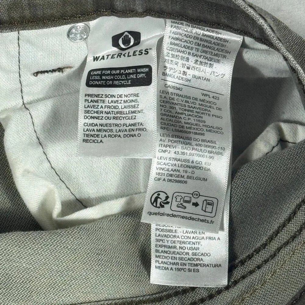 Levi's 511 Men's Straight Leg Jeans Charcoal Gray Denim Zip Fly 5-Pocket W33 L32